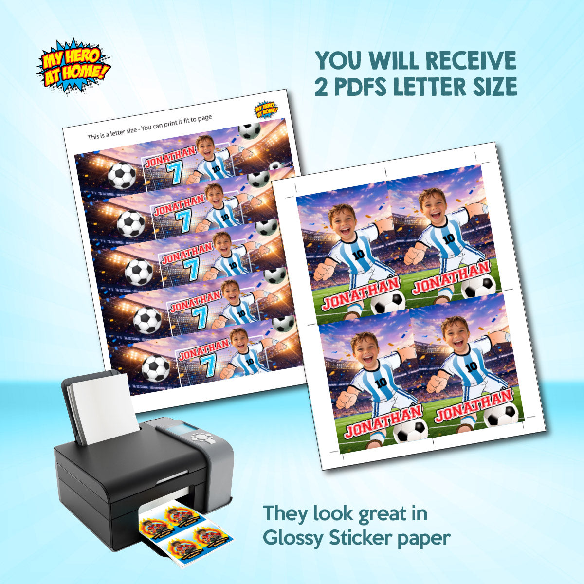 Matching snacks labels Bundle for an Argentina Soccer birthday themed personalized with photo. 2456B3
