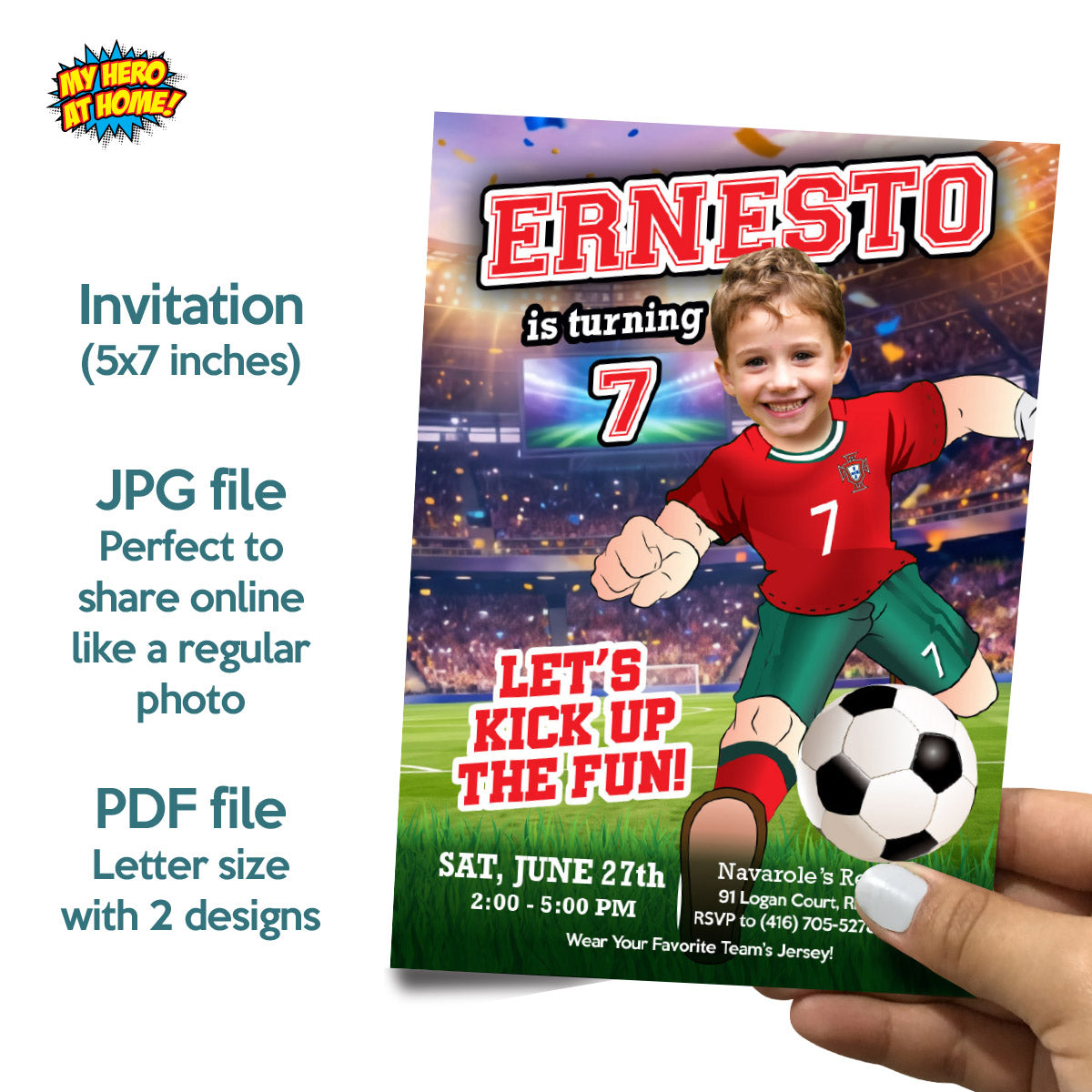 Personalized bundle for an Portugal soccer themed birthday Party with kid as Ronaldo. 2457B2