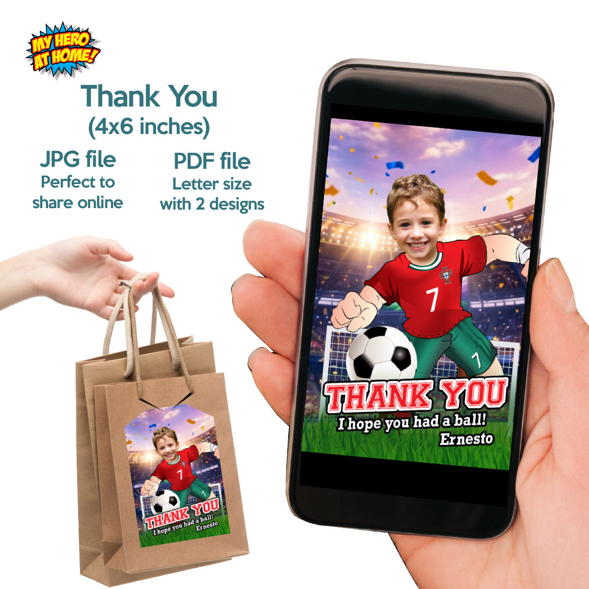 Personalized bundle for an Portugal soccer themed birthday Party with kid as Ronaldo. 2457B2