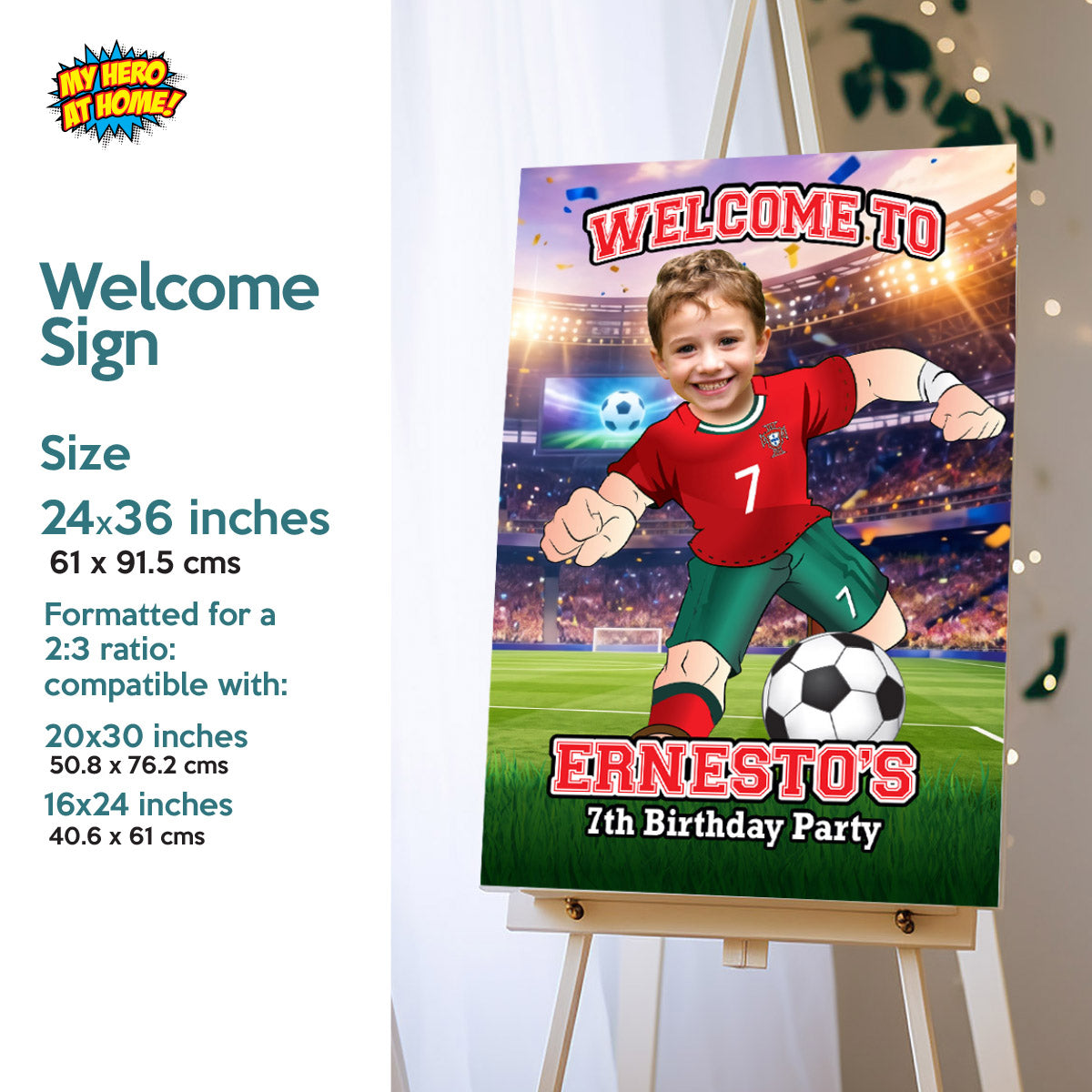 Personalized bundle for an Portugal soccer themed birthday Party with kid as Ronaldo. 2457B2