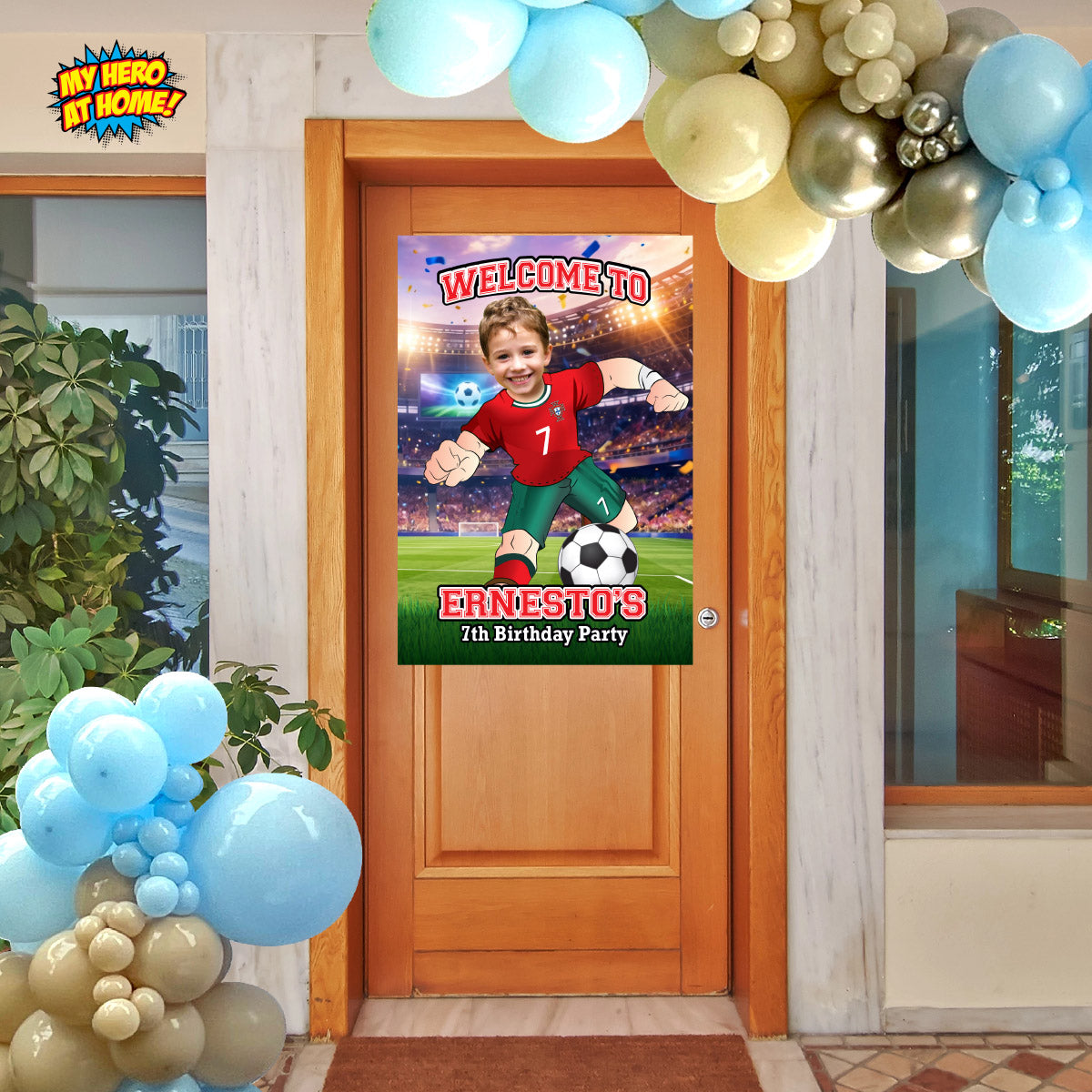 Personalized bundle for an Portugal soccer themed birthday Party with kid as Ronaldo. 2457B2
