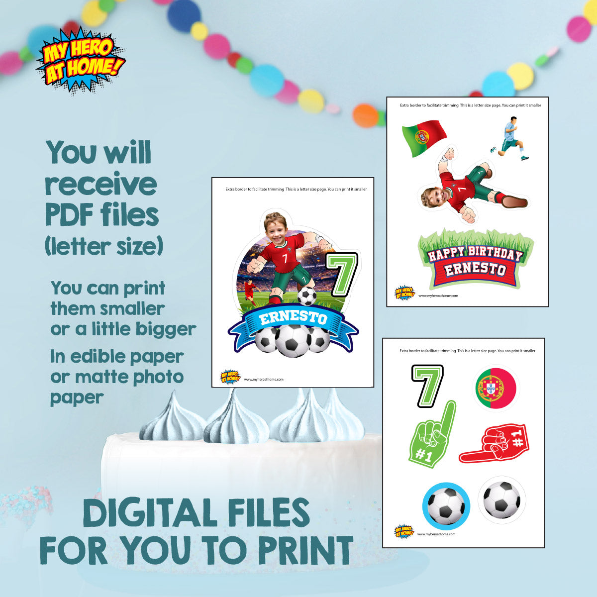 Personalized bundle for an Portugal soccer themed birthday Party with kid as Ronaldo. 2457B2