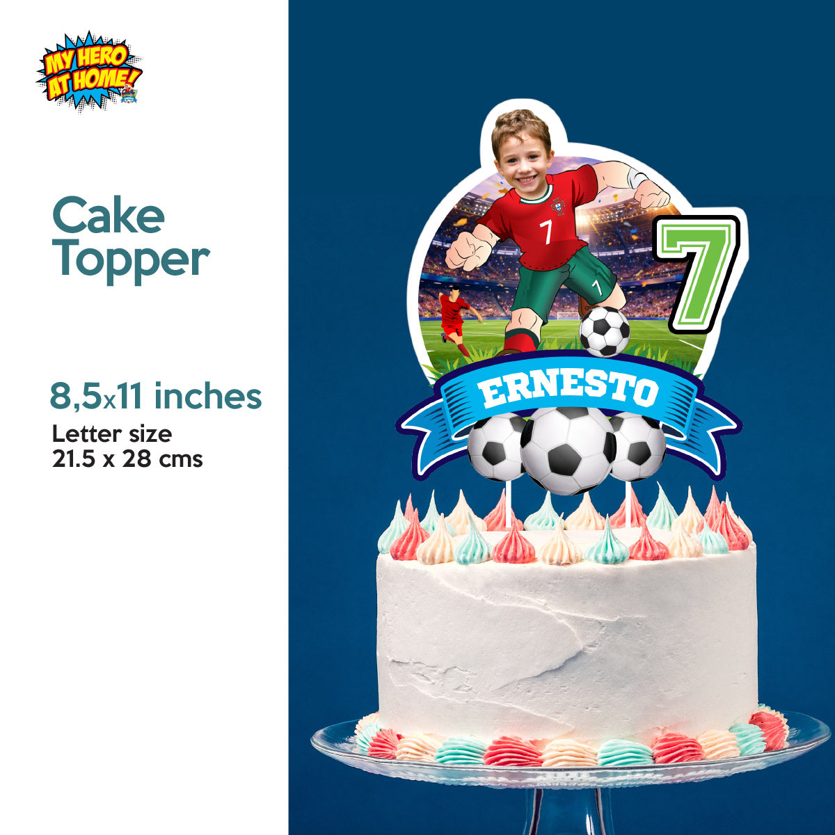 Custom Portugal Soccer party Bundle with photo, Ronaldo backdrop, cake, welcome. 2457B4