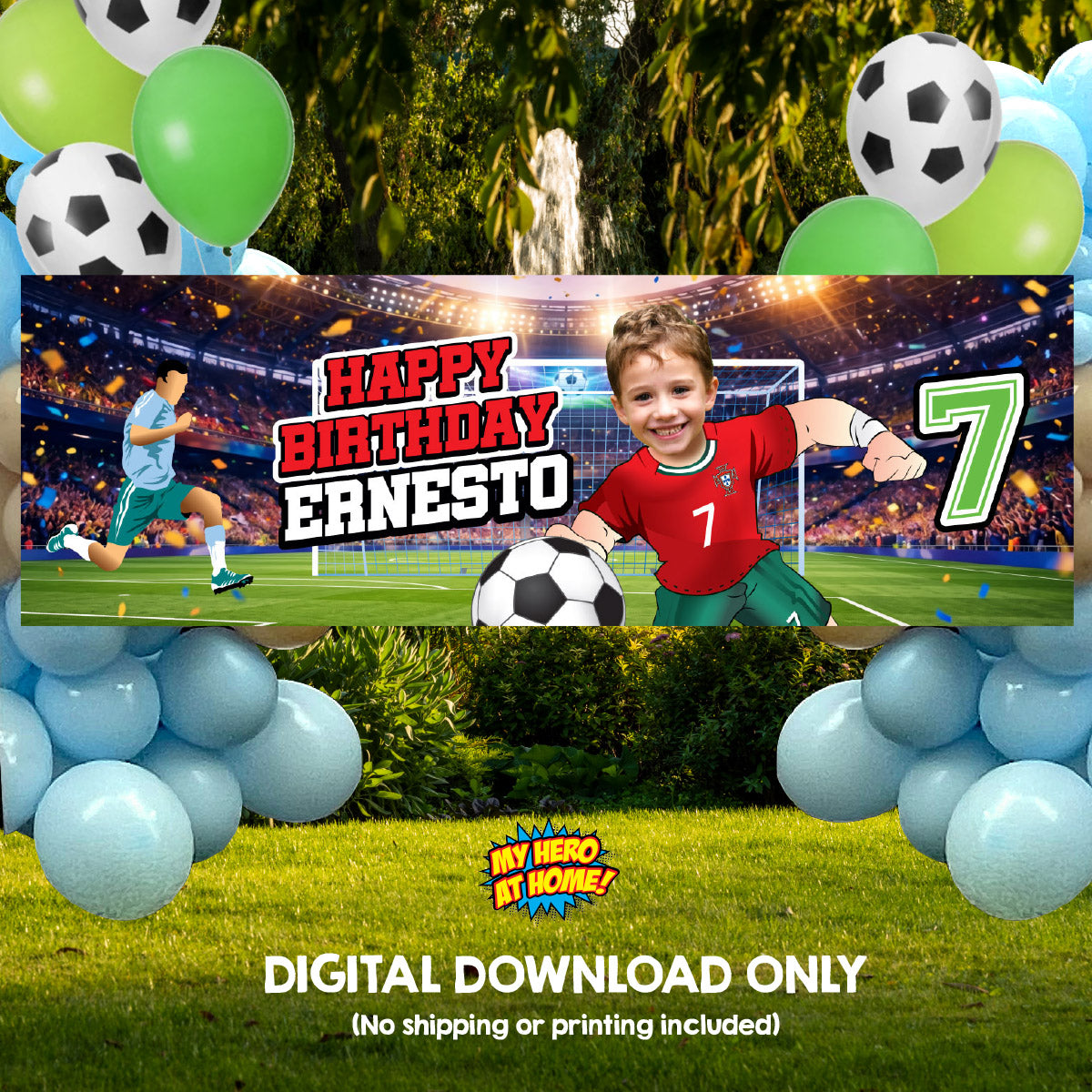 Ronaldo Portugal Soccer birthday banner with kid as his favorite player (6x2'). 2457BBH