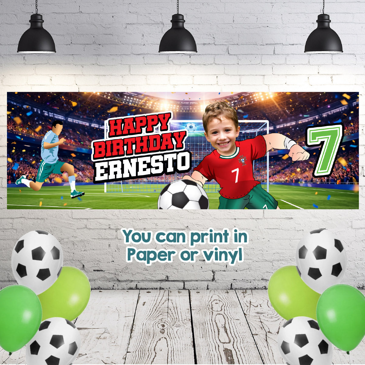Ronaldo Portugal Soccer birthday banner with kid as his favorite player (6x2'). 2457BBH