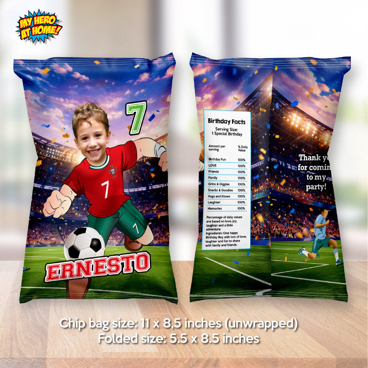 Portugal Soccer Ronaldo snacks bags labels, Chip Bag wrappers with kid as Ronaldo. 2457CB