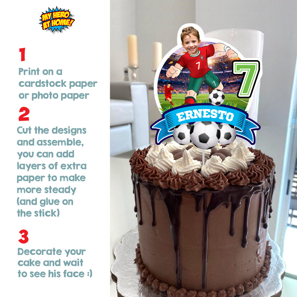 Printable Portugal Soccer Cake topper with your kid as Ronaldo. 2457CT1