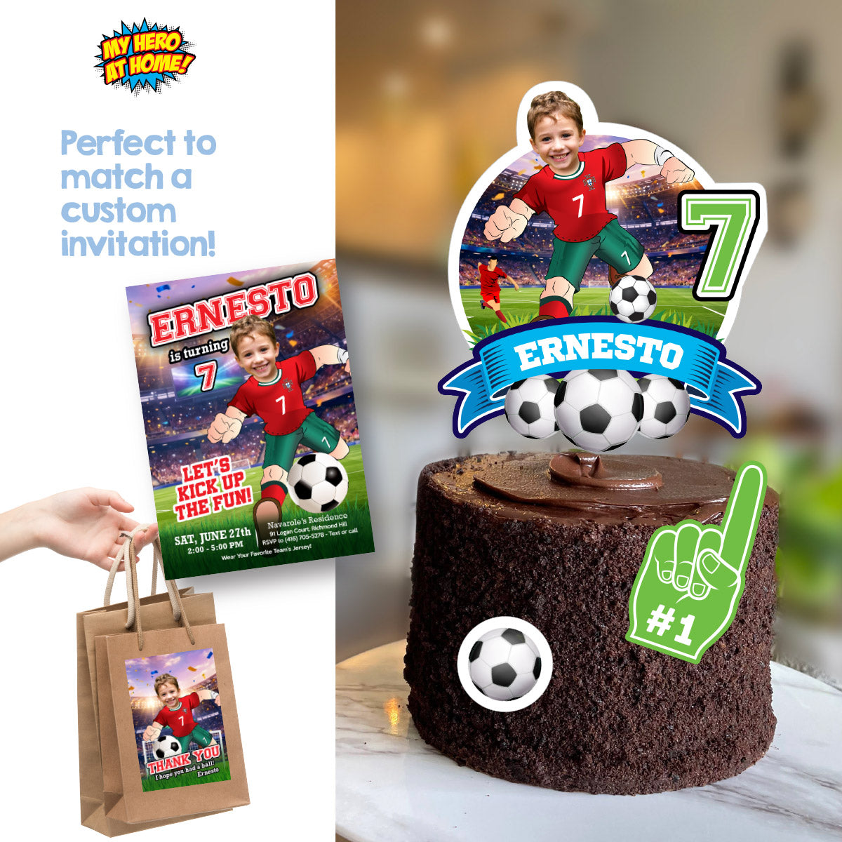 Printable Portugal Soccer Cake topper with your kid as Ronaldo. 2457CT1