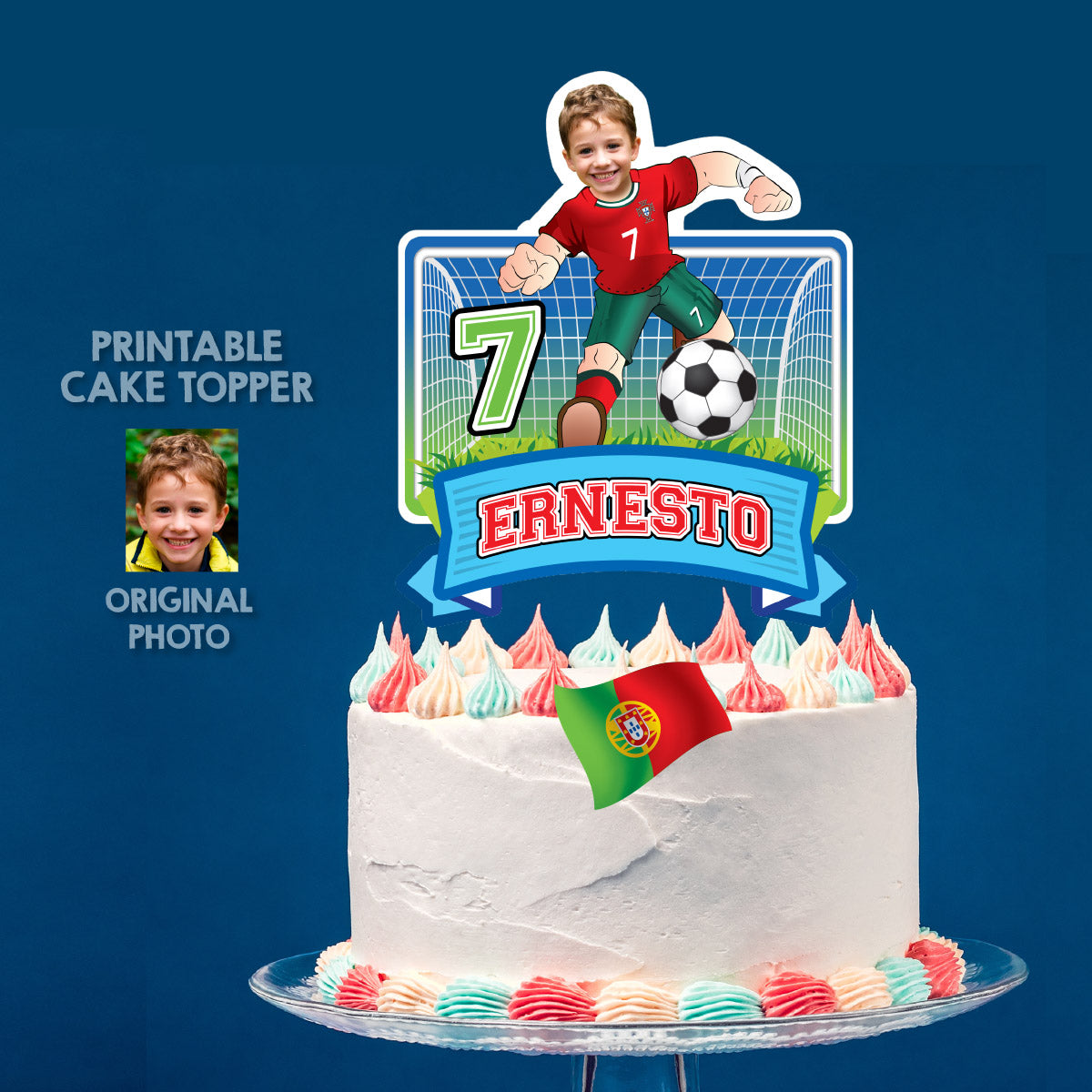 Ronaldo Cake topper featuring birthday boy in Portugal Team uniform. 2457CT2