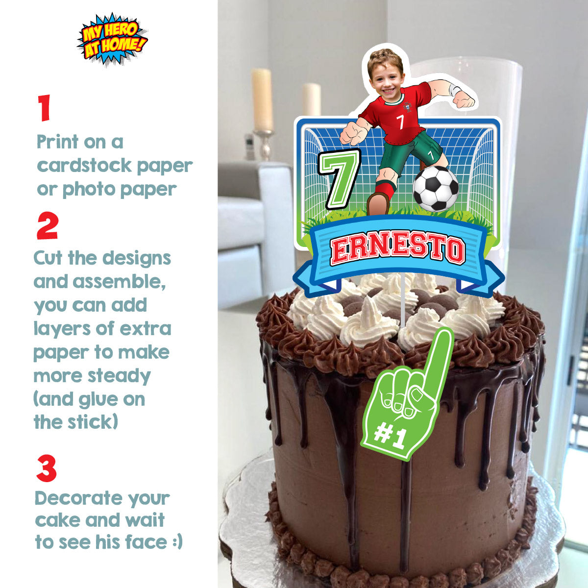 Ronaldo Cake topper featuring birthday boy in Portugal Team uniform. 2457CT2