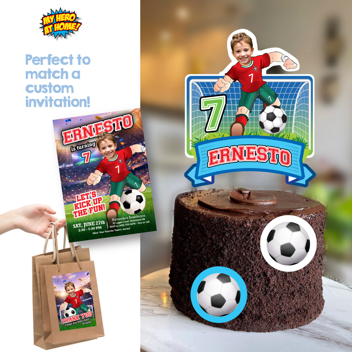 Ronaldo Cake topper featuring birthday boy in Portugal Team uniform. 2457CT2