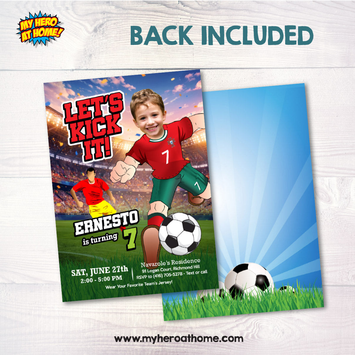 Custom Ronaldo birthday template with kid as the star, Portugal Soccer template. 2457IN1