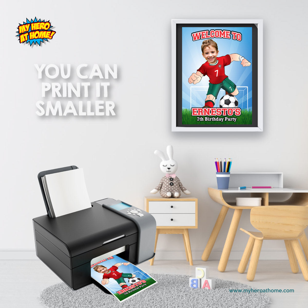 Welcome to my Soccer Birthday Party Sign with child as Ronaldo. 2457WS3