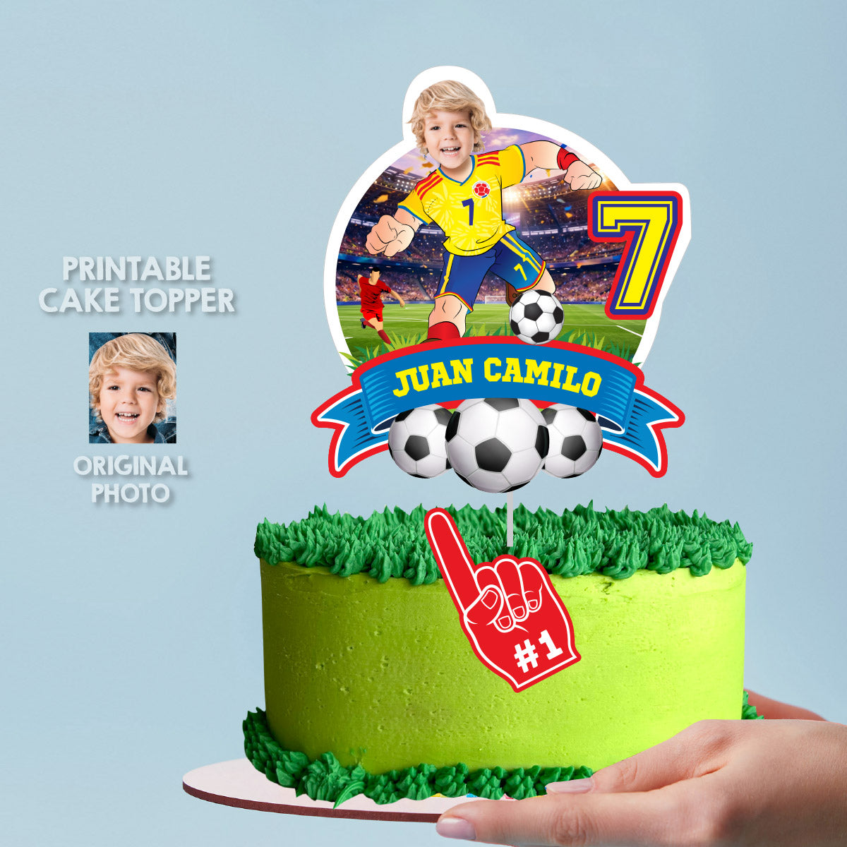 Soccer Colombia Cake Printbable topper featuring birthday kid as the player. 2458CT2