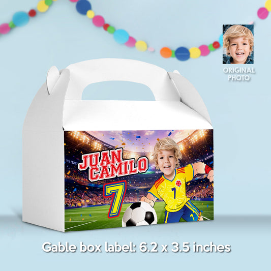 Colombia Soccer Team Gable Box Party favors, Futbol Colombia candy Box Kids Party. 2458GB