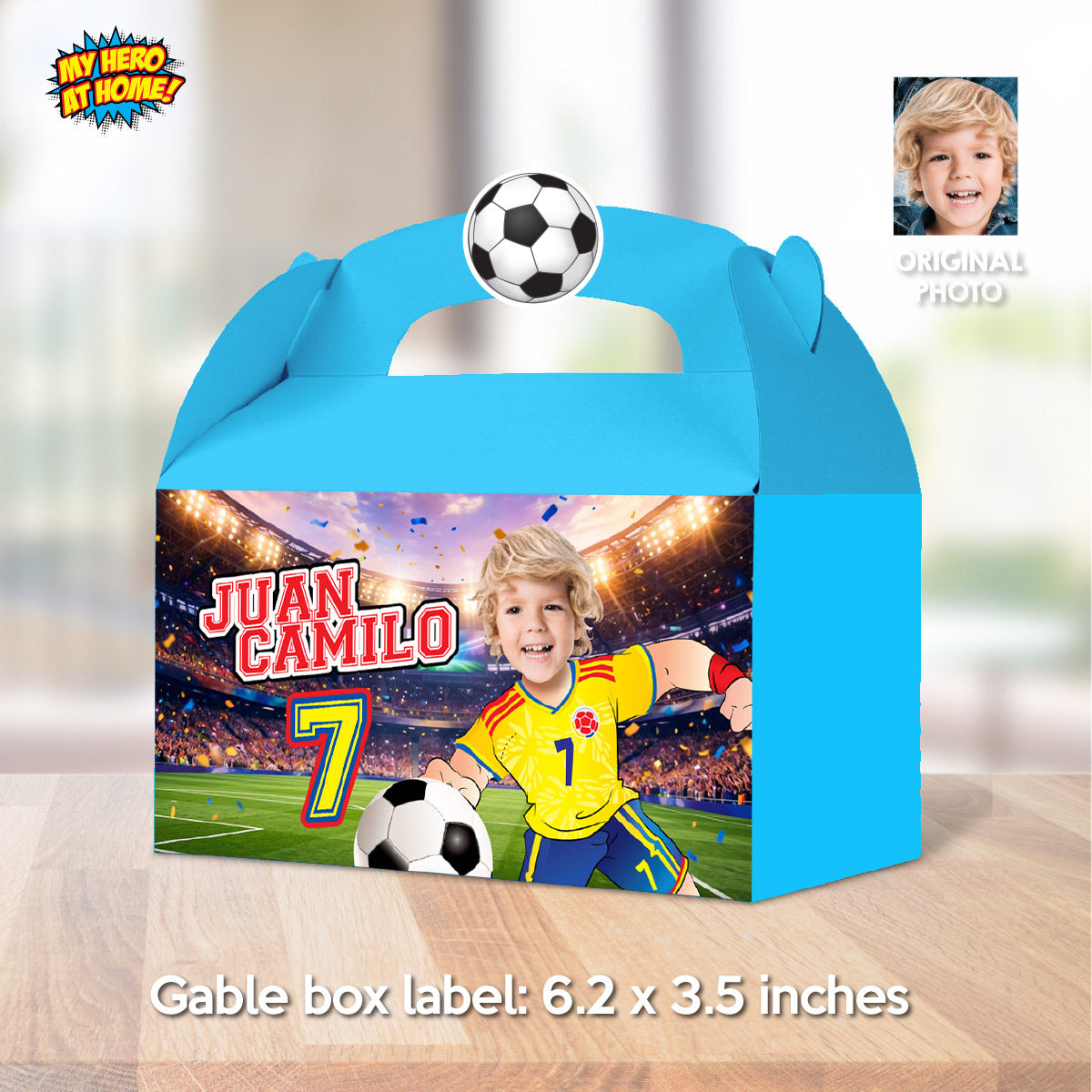 Colombia Soccer Team Gable Box Party favors, Futbol Colombia candy Box Kids Party. 2458GB