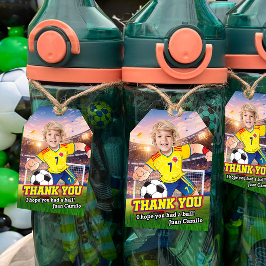 Futbol Colombia thank you with child as the MVP, Soccer Tricolor favors tags. 2458TY1