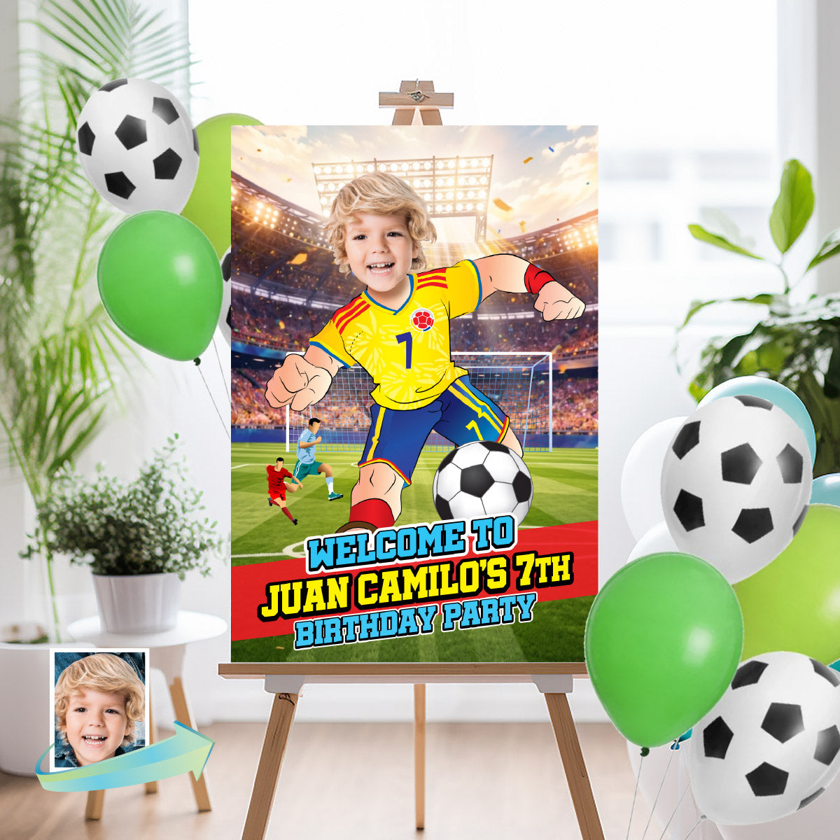 Personalized with child as his favorite Colombian Player : Welcome to my Futbol Party Sign. 2458WS1