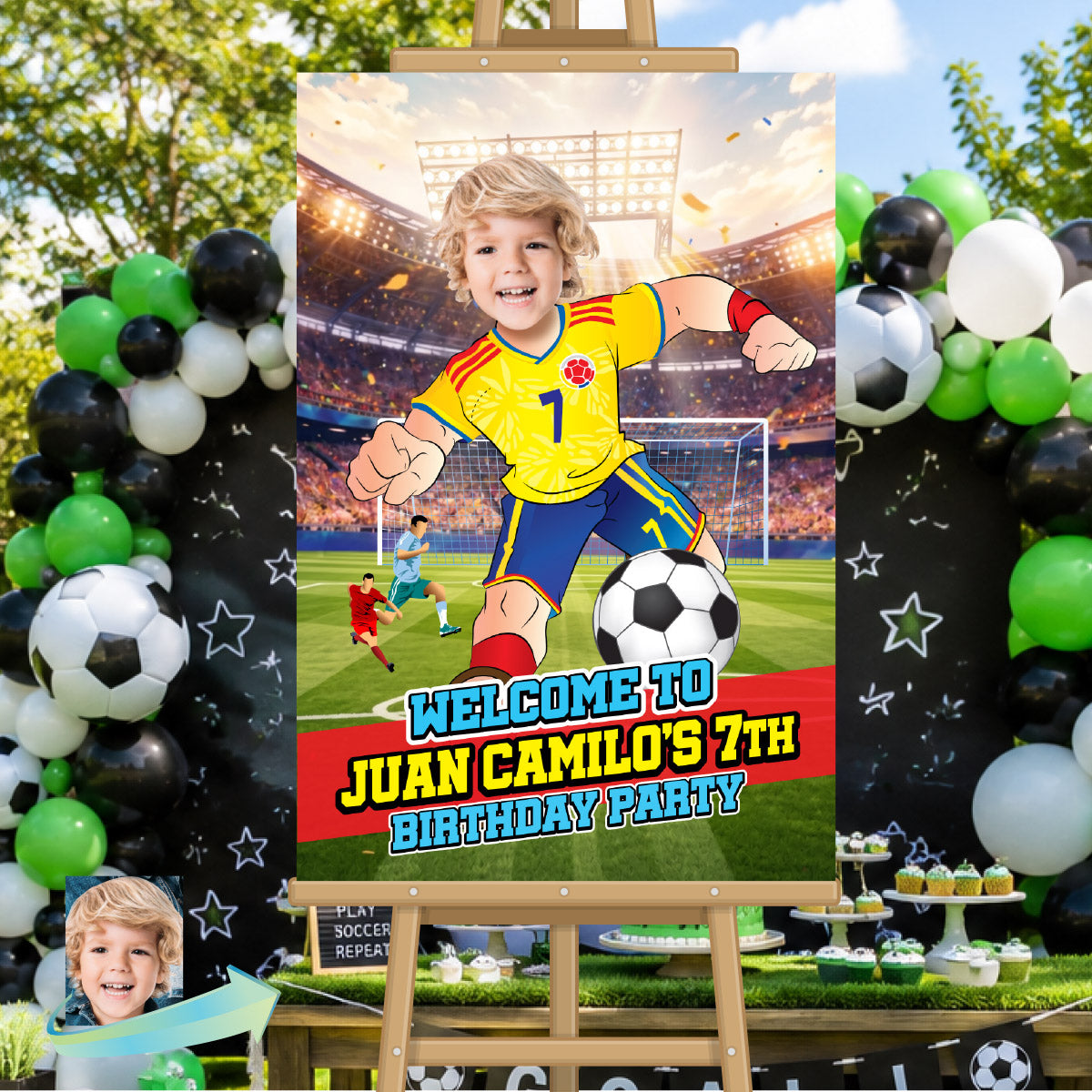 Personalized with child as his favorite Colombian Player : Welcome to my Futbol Party Sign. 2458WS1