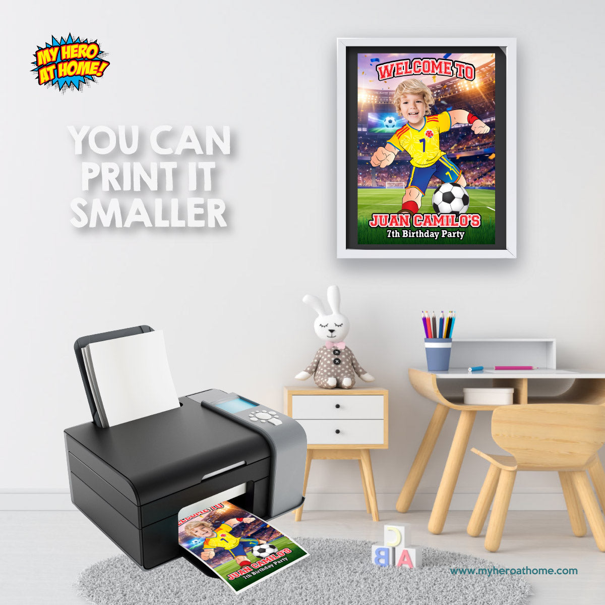 Futbol Colombia Welcome Sign with child as the MVP, Soccer Birthday Entrance Sign. 2458WS2