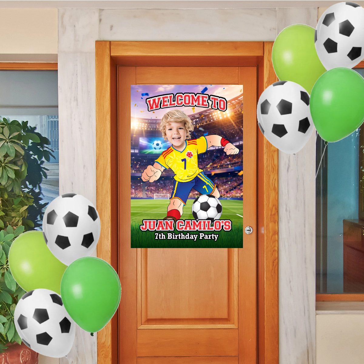 Futbol Colombia Welcome Sign with child as the MVP, Soccer Birthday Entrance Sign. 2458WS2