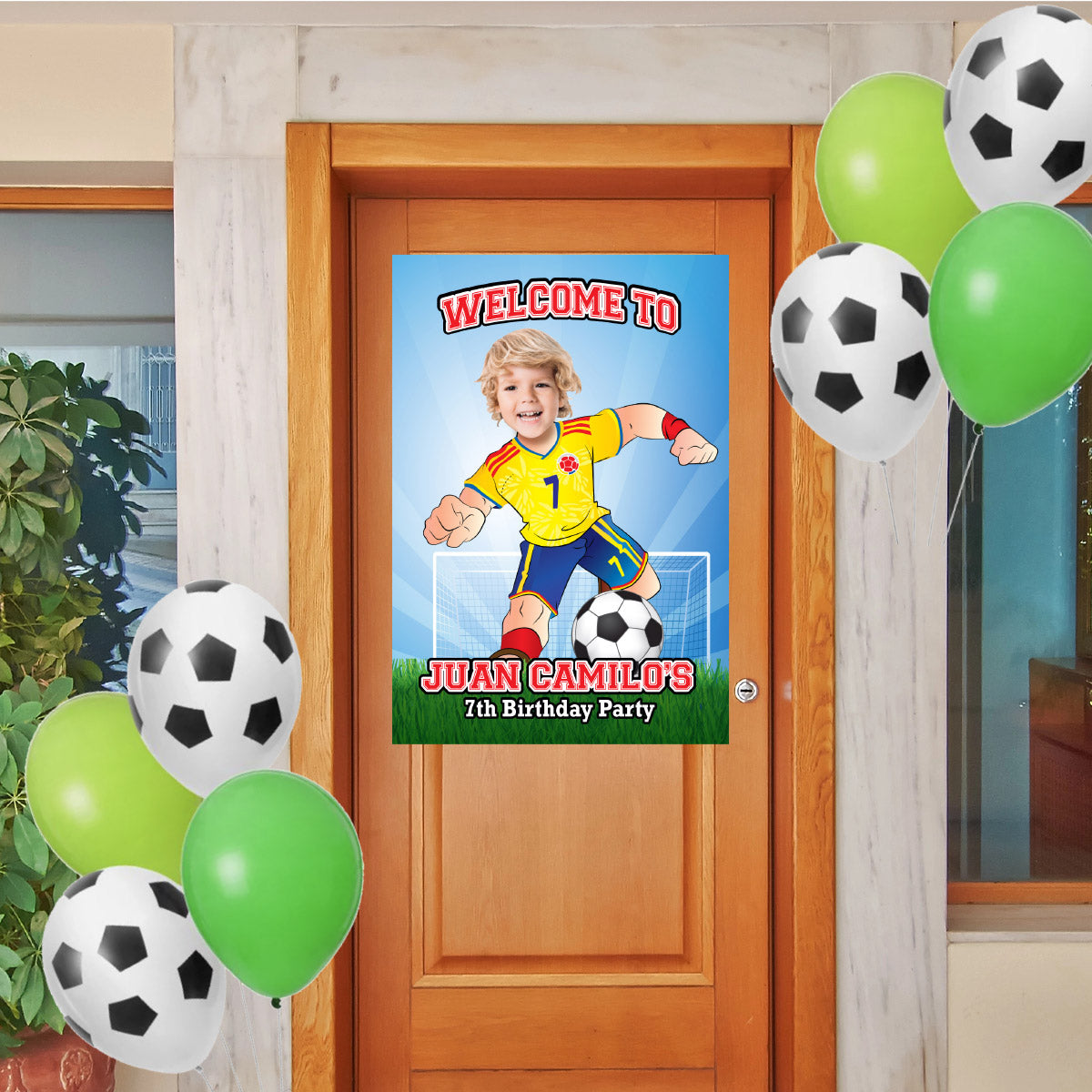 Welcome to my Soccer Birthday Party Sign with child as favorite Colombian Player. 2458WS3