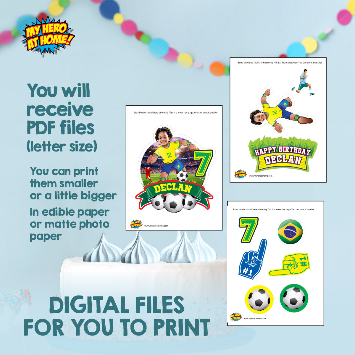 Brazil Soccer Themed Birthday Party Bundle with kid as the star player. 2459B2