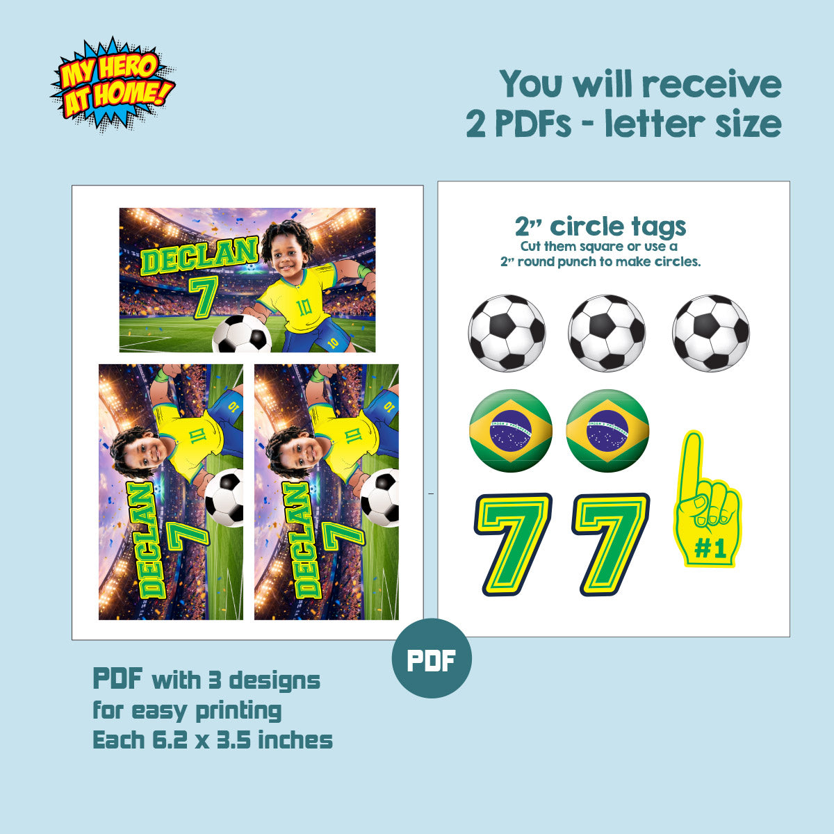Brazil Soccer Player Gable Box Party favors, Futbol Brasil candy Box Kids Party. 2459GB