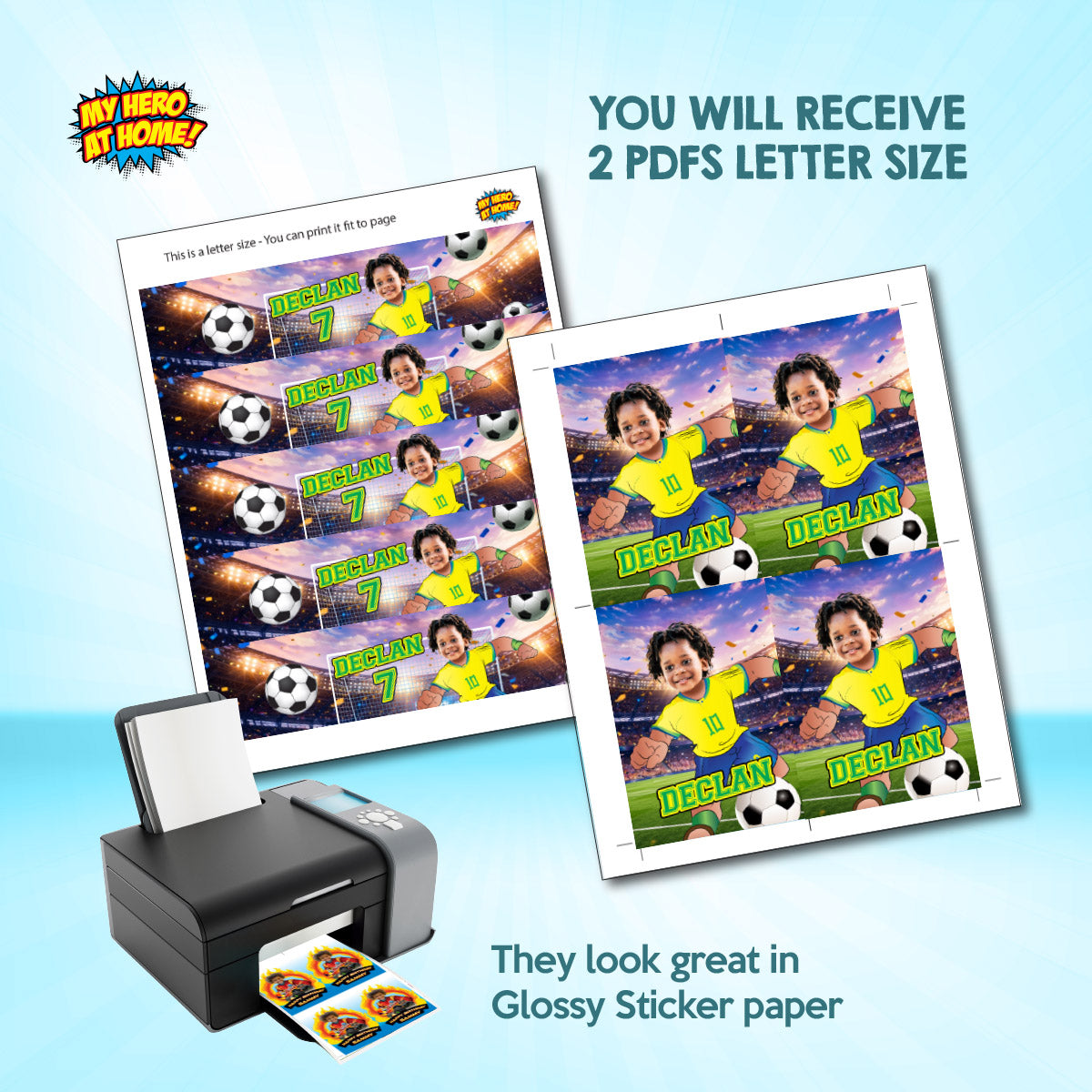 Futbol Brazil Player water wrappers with your photo, Neymar Juice Pouch labels. 2459WJ