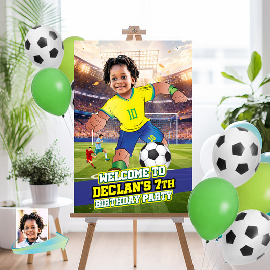 Personalized with kid as his favorite Brazilian Player: Welcome to my Soccer Party Sign. 2459WS1