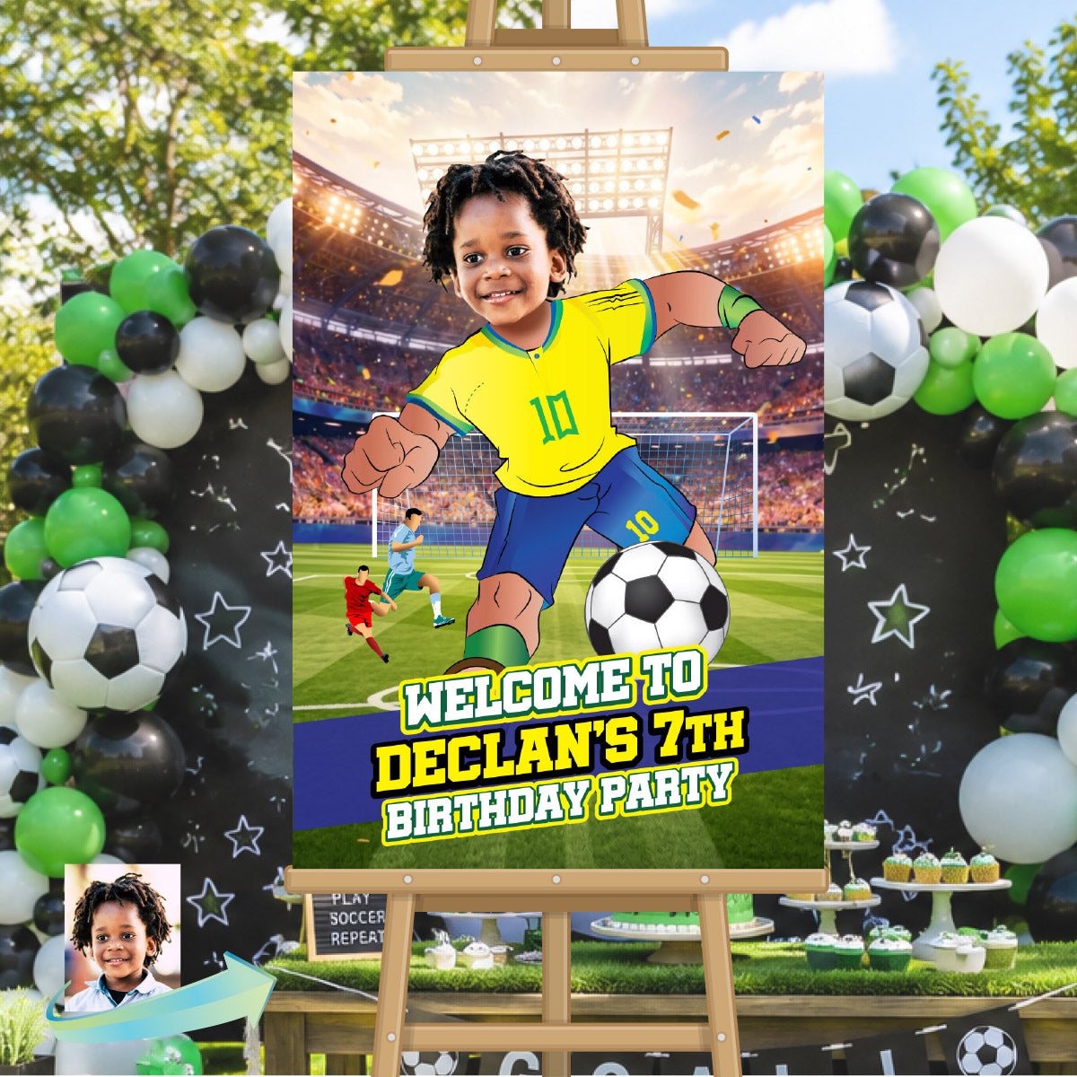 Personalized with kid as his favorite Brazilian Player: Welcome to my Soccer Party Sign. 2459WS1