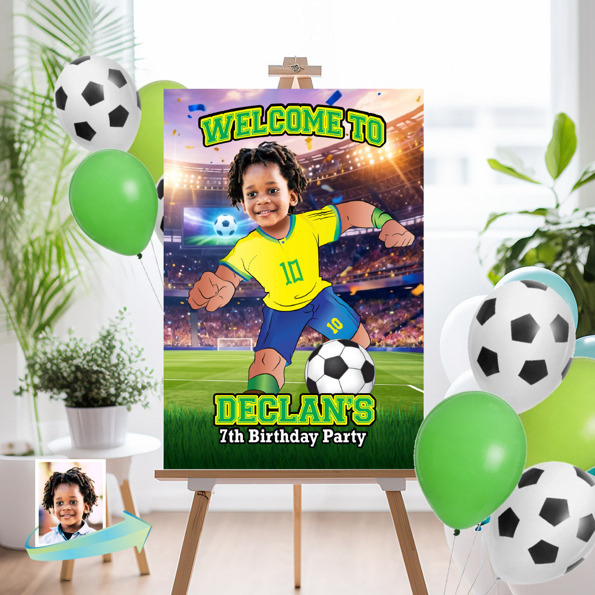 Futbol Brasil Welcome Sign with child as the MVP, Brazil Soccer Entrance Sign. 2459WS2