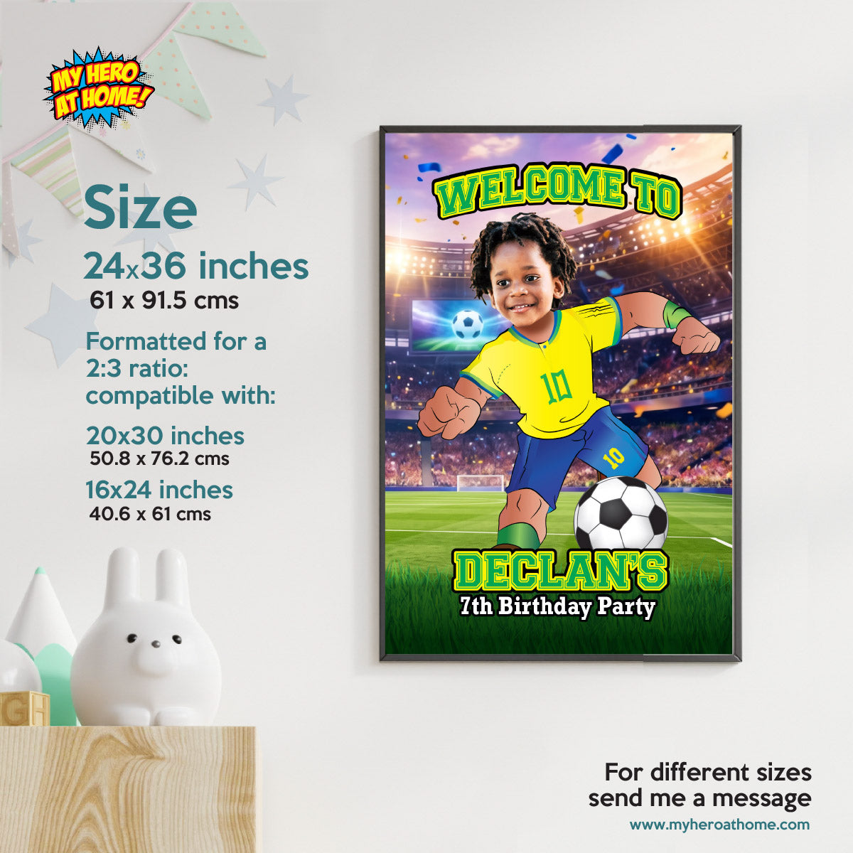 Futbol Brasil Welcome Sign with child as the MVP, Brazil Soccer Entrance Sign. 2459WS2