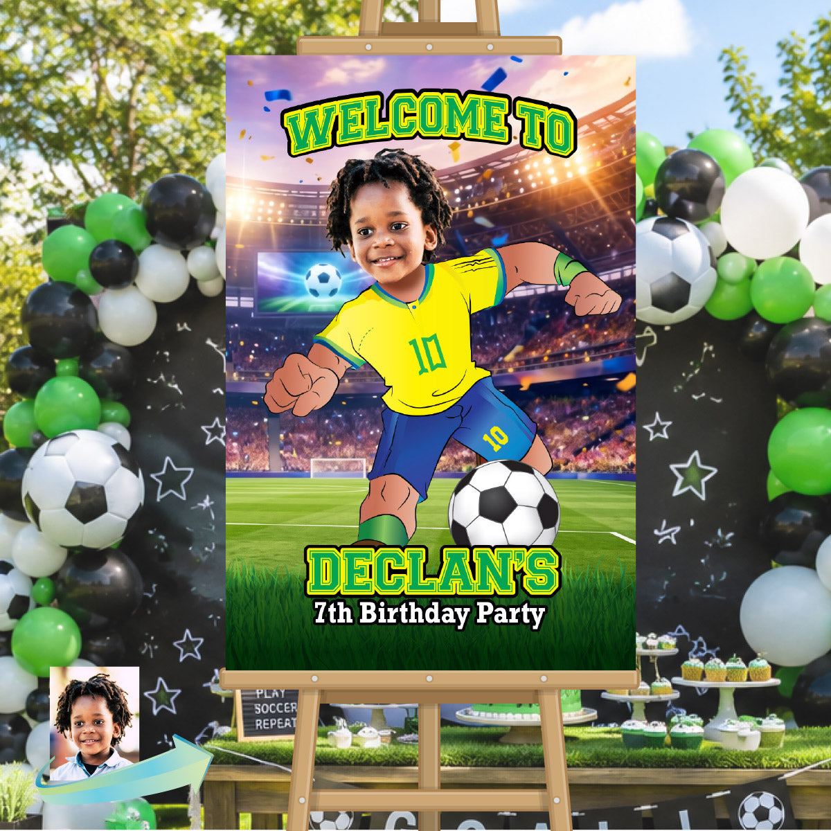 Futbol Brasil Welcome Sign with child as the MVP, Brazil Soccer Entrance Sign. 2459WS2