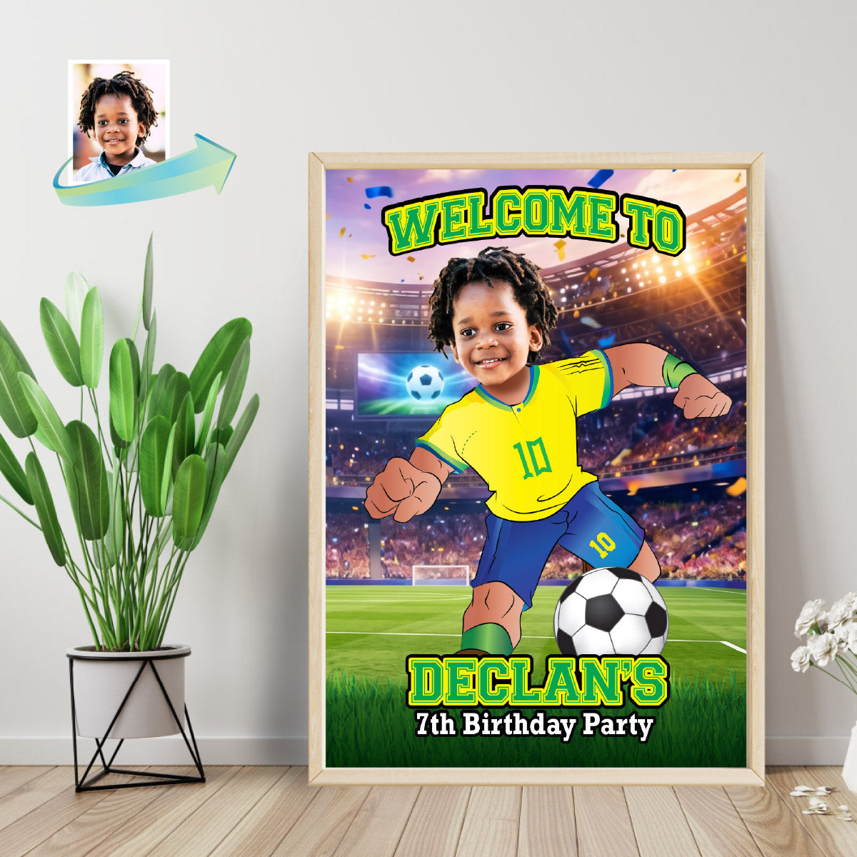 Futbol Brasil Welcome Sign with child as the MVP, Brazil Soccer Entrance Sign. 2459WS2