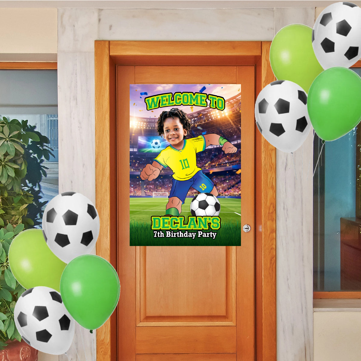 Futbol Brasil Welcome Sign with child as the MVP, Brazil Soccer Entrance Sign. 2459WS2