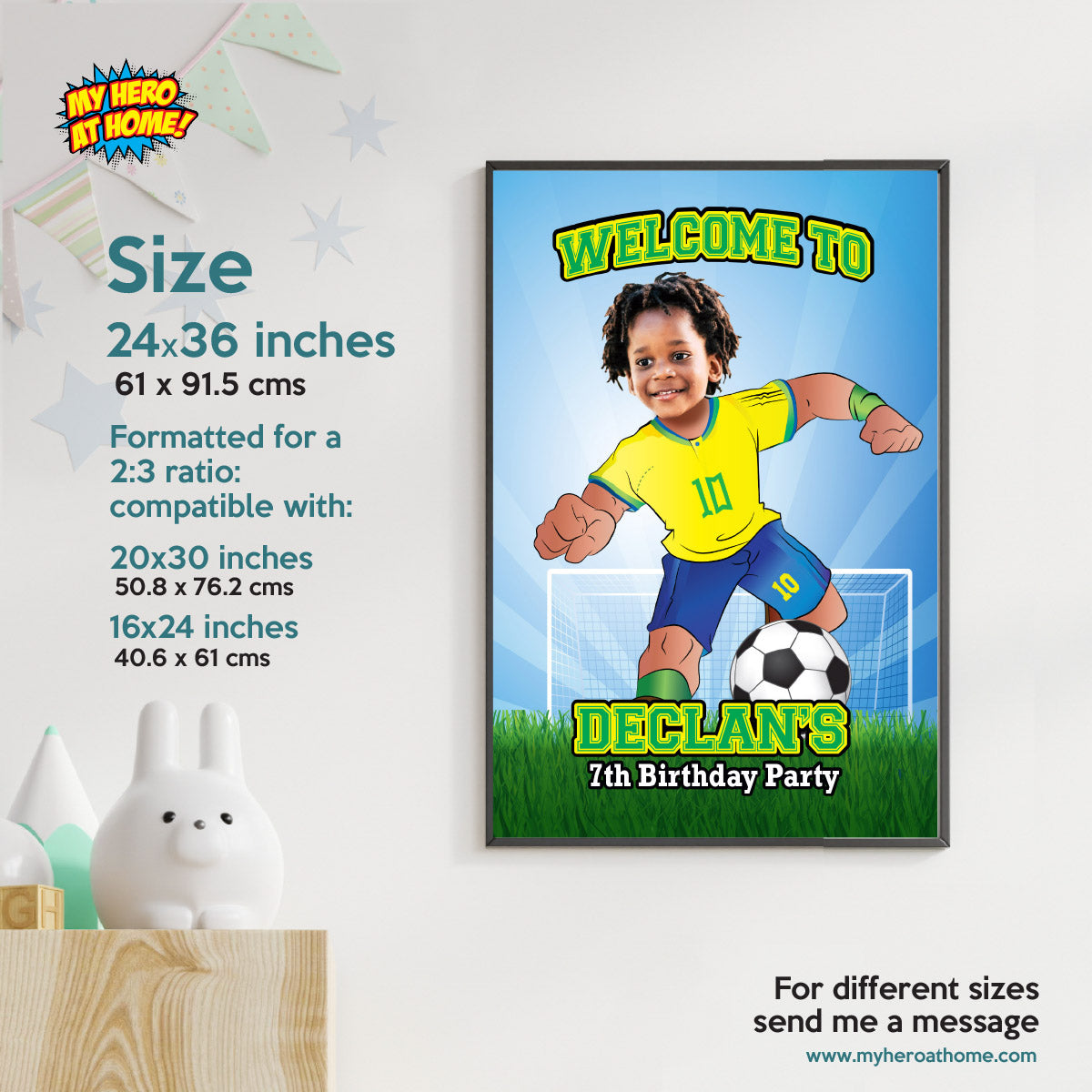 Welcome to my Soccer Birthday Party Sign with child as favorite Brazilian Player. 2459WS3