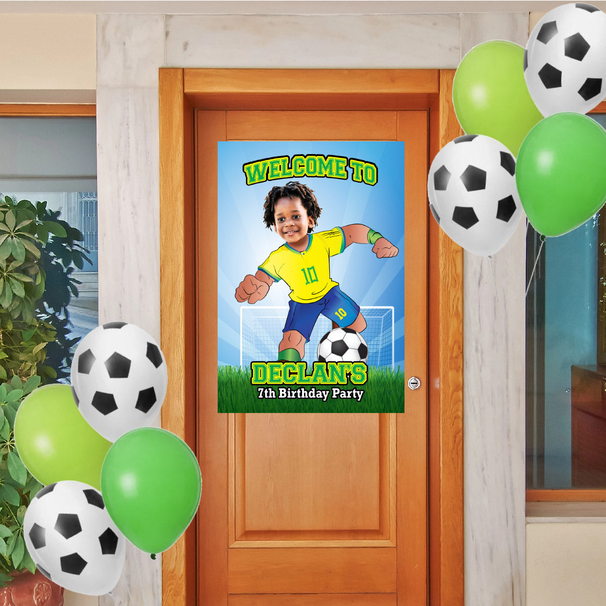 Welcome to my Soccer Birthday Party Sign with child as favorite Brazilian Player. 2459WS3