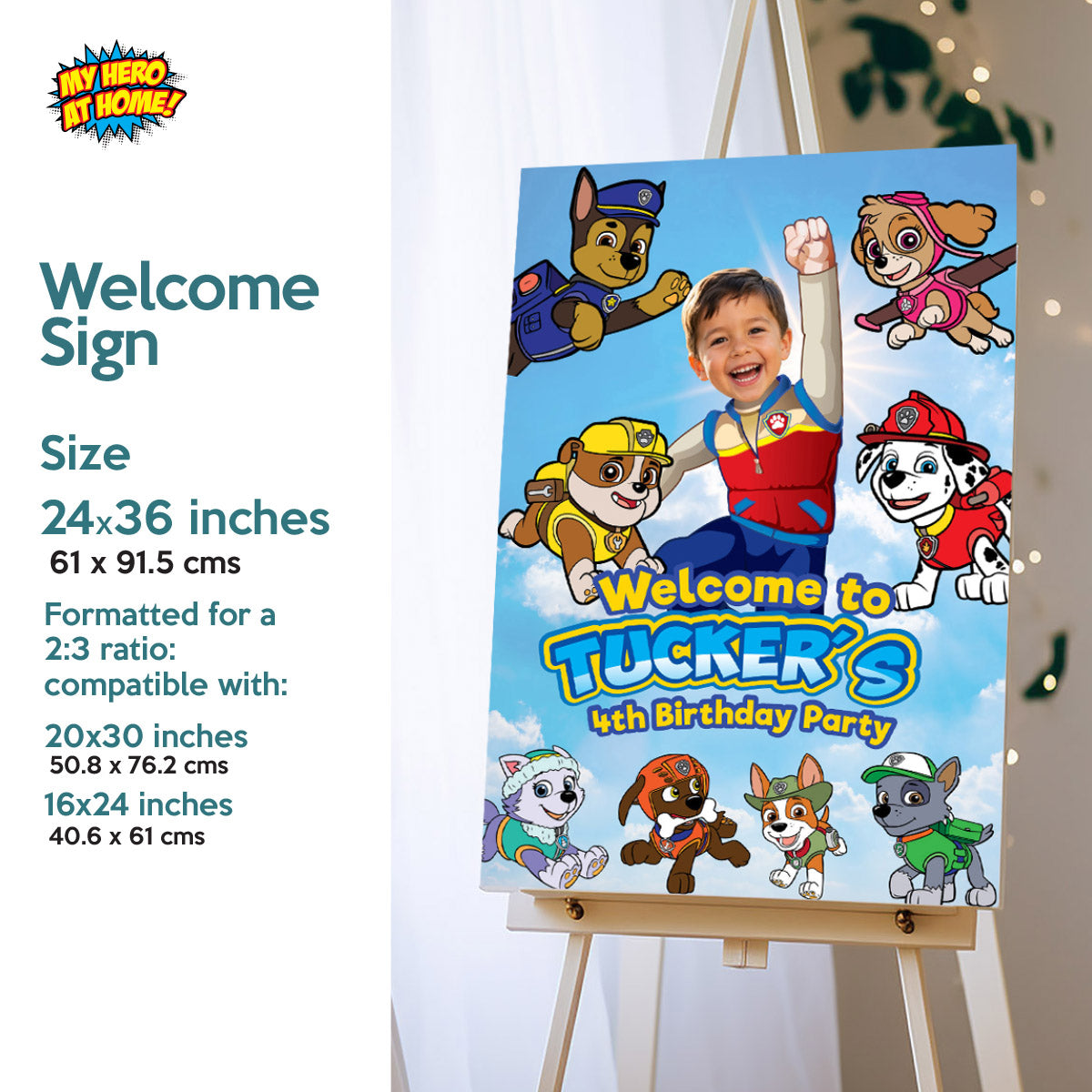 Paw Patrol Themed Birthday Party Bundle Customized with kid as the star. 2461B2
