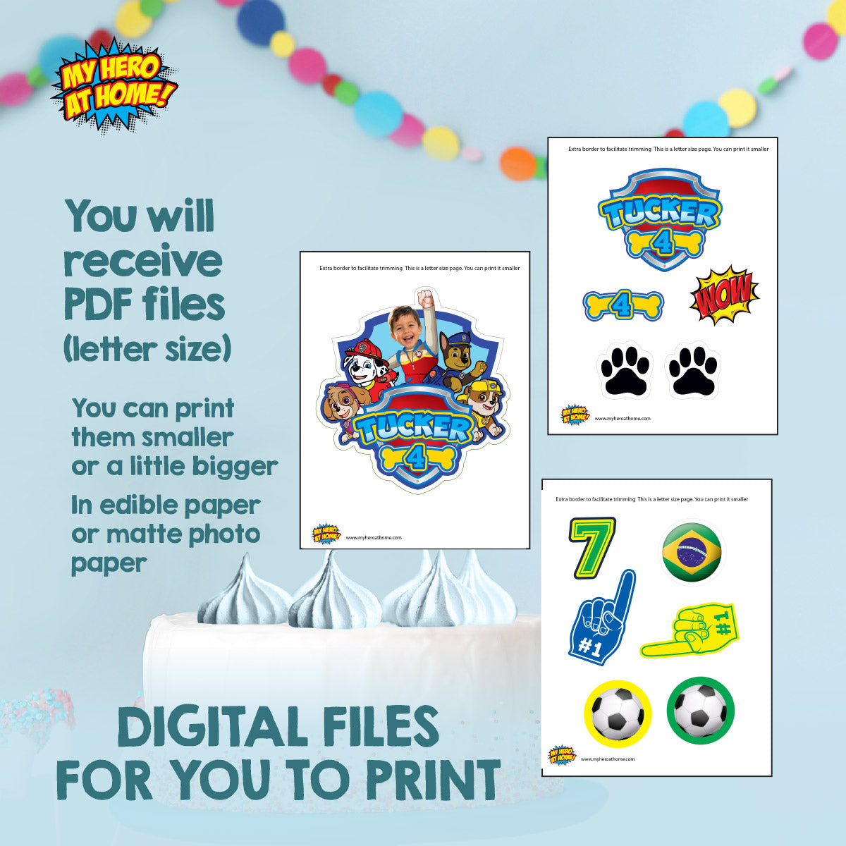 Paw Patrol Themed Birthday Party Bundle Customized with kid as the star. 2461B2