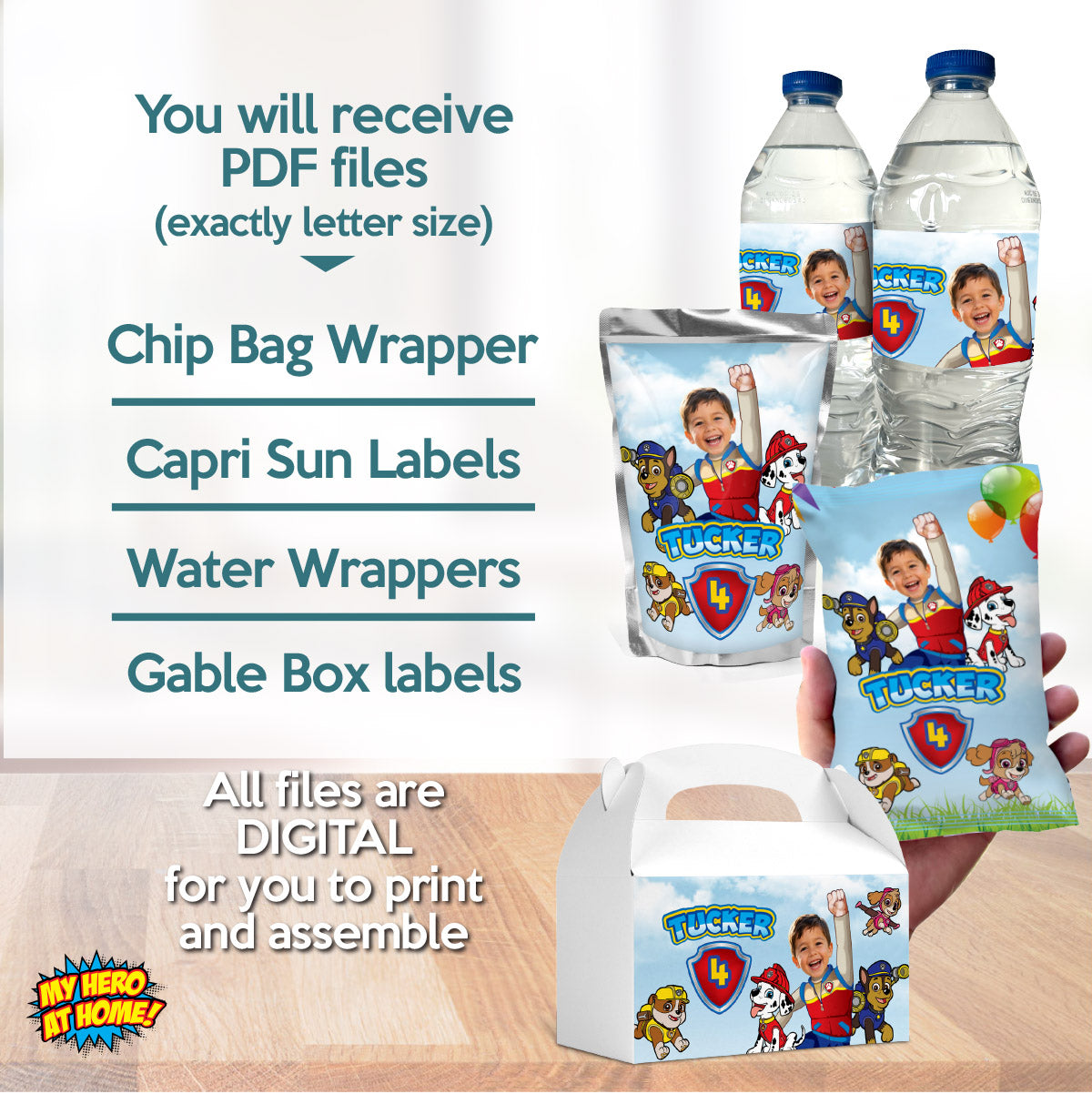 Matching Paw Patrol Party Favors Bundle with Birthday kid as Ryder. 2461B3