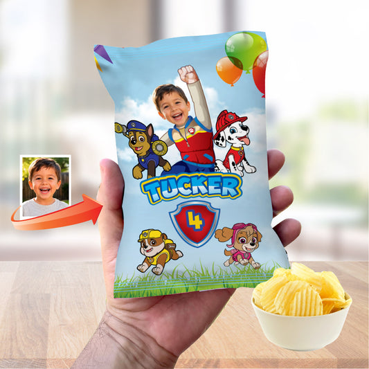 Paw Patrol Ryder snacks bags labels, Paw Patrol Chip Bags with photo. 2461CB