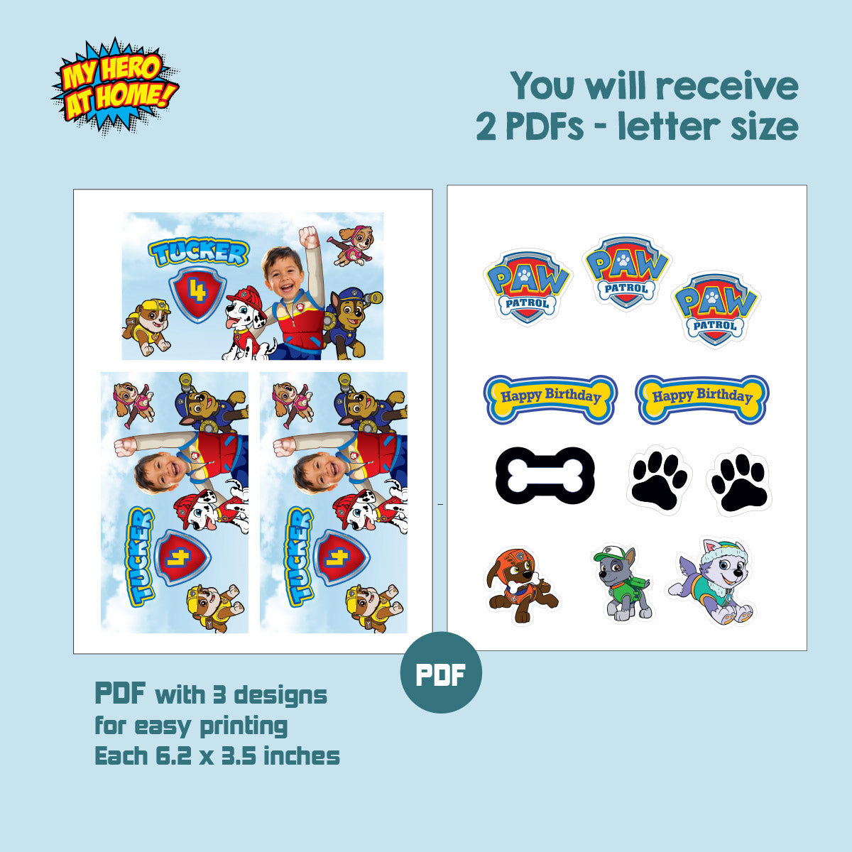 Matching Paw Patrol Party Favors Bundle with Birthday kid as Ryder. 2461B3