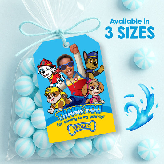 Favor Tags Paw Patrol Thank You for coming to my Party with photo. 2462TY2