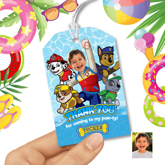 Personalized Thank You for coming to my Pool Party tag with child as the star. 2462TY1