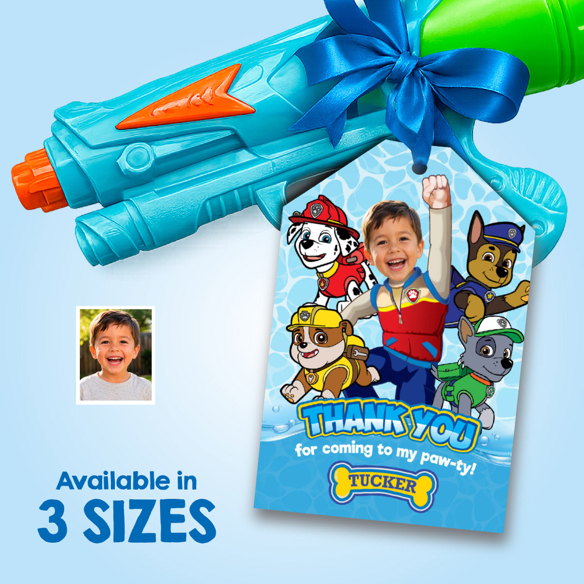 Personalized Thank You for coming to my Pool Party tag with child as the star. 2462TY1