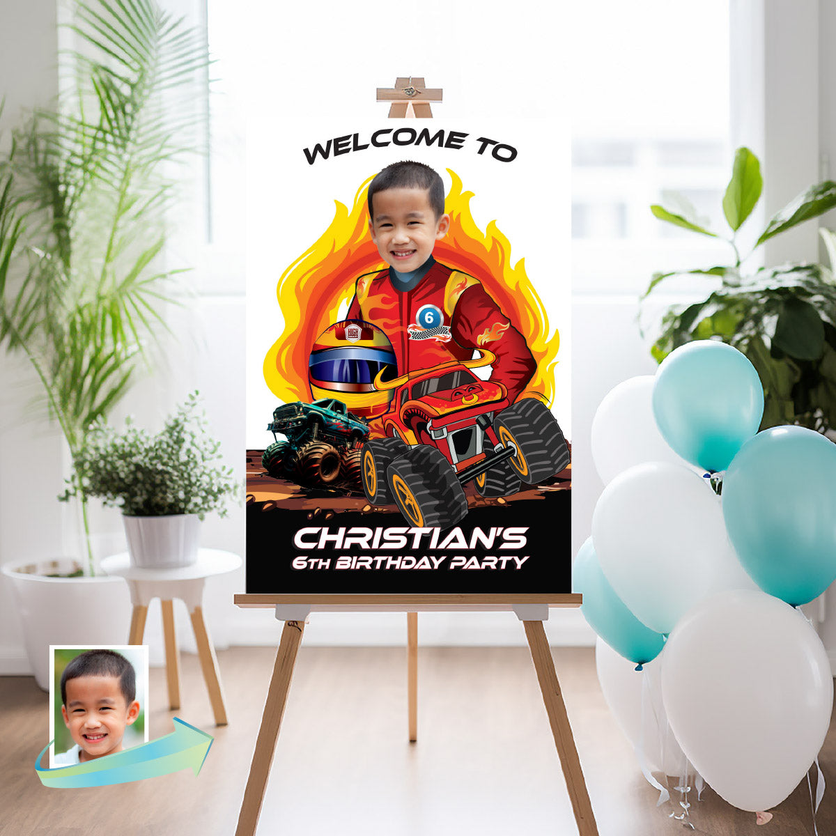 Custom Monster Jam Toro Loco Welcome sign With Birthday Kid as the Driver. 2490WS2