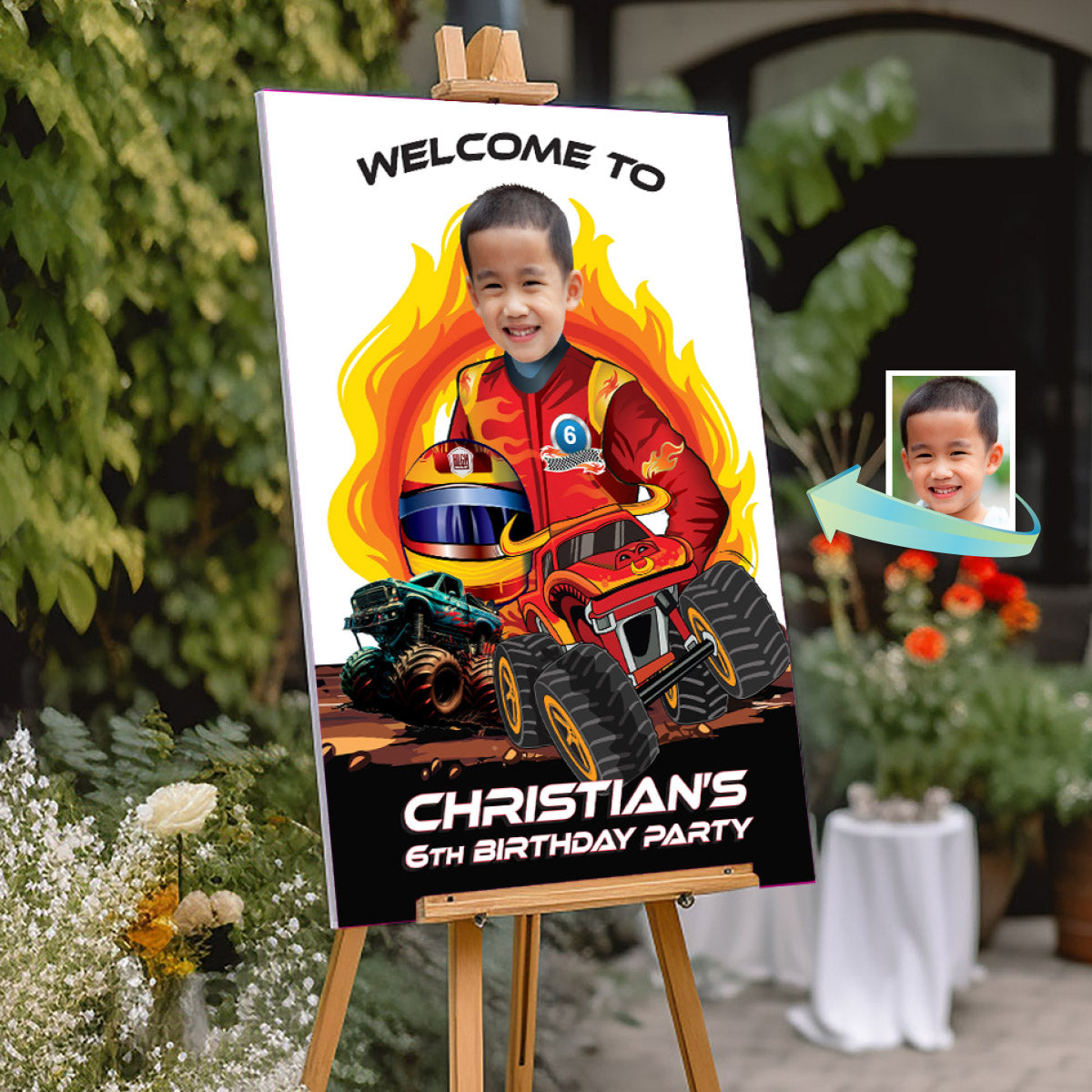 Custom Monster Jam Toro Loco Welcome sign With Birthday Kid as the Driver. 2490WS2