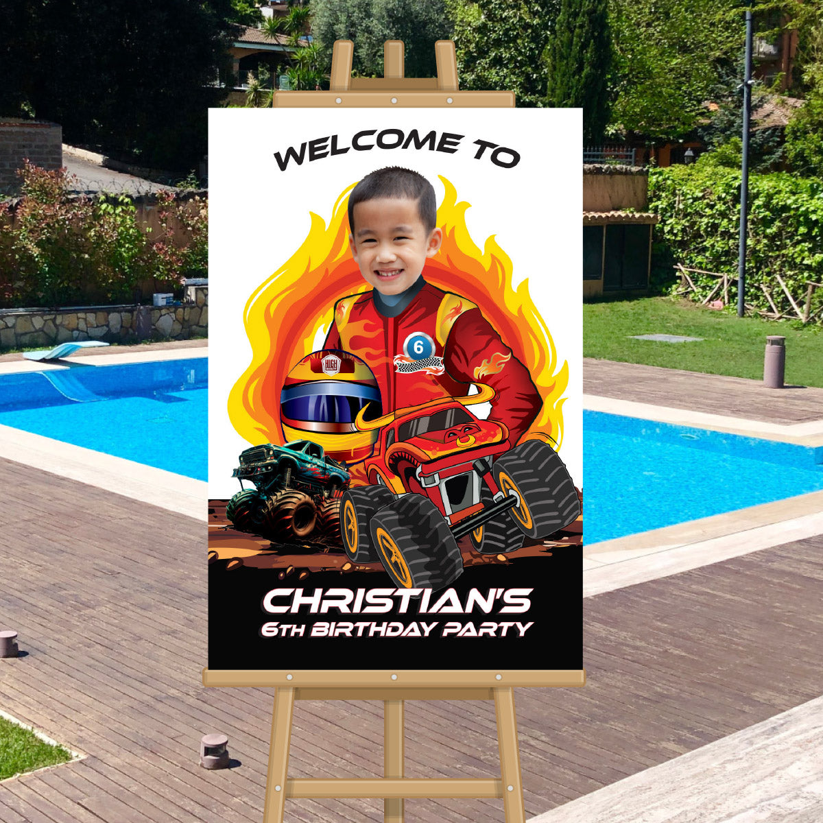 Custom Monster Jam Toro Loco Welcome sign With Birthday Kid as the Driver. 2490WS2