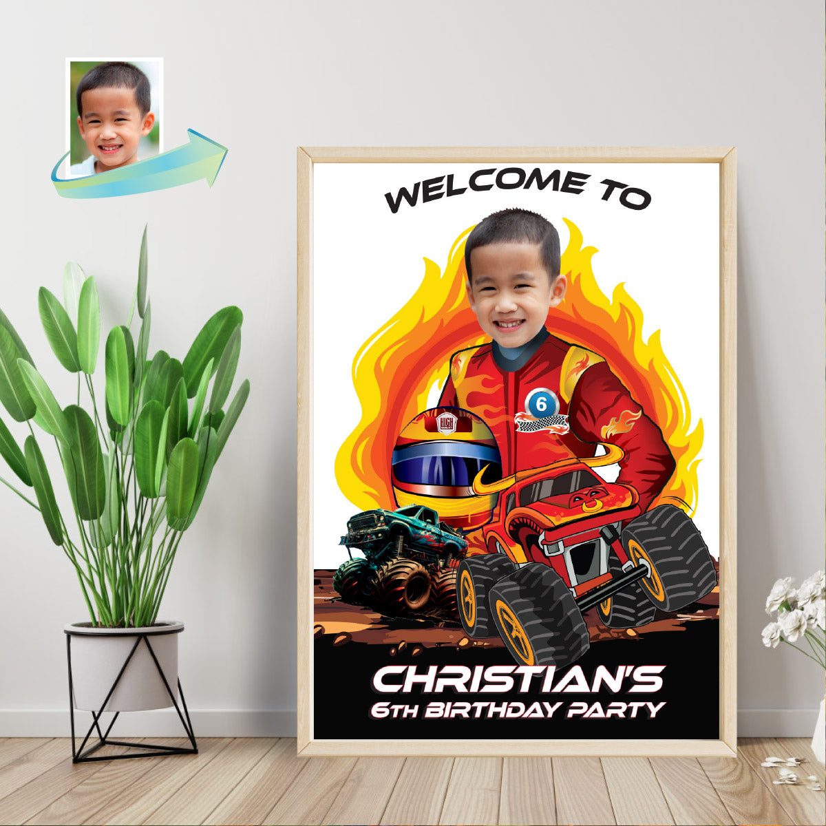 Custom Monster Jam Toro Loco Welcome sign With Birthday Kid as the Driver. 2490WS2